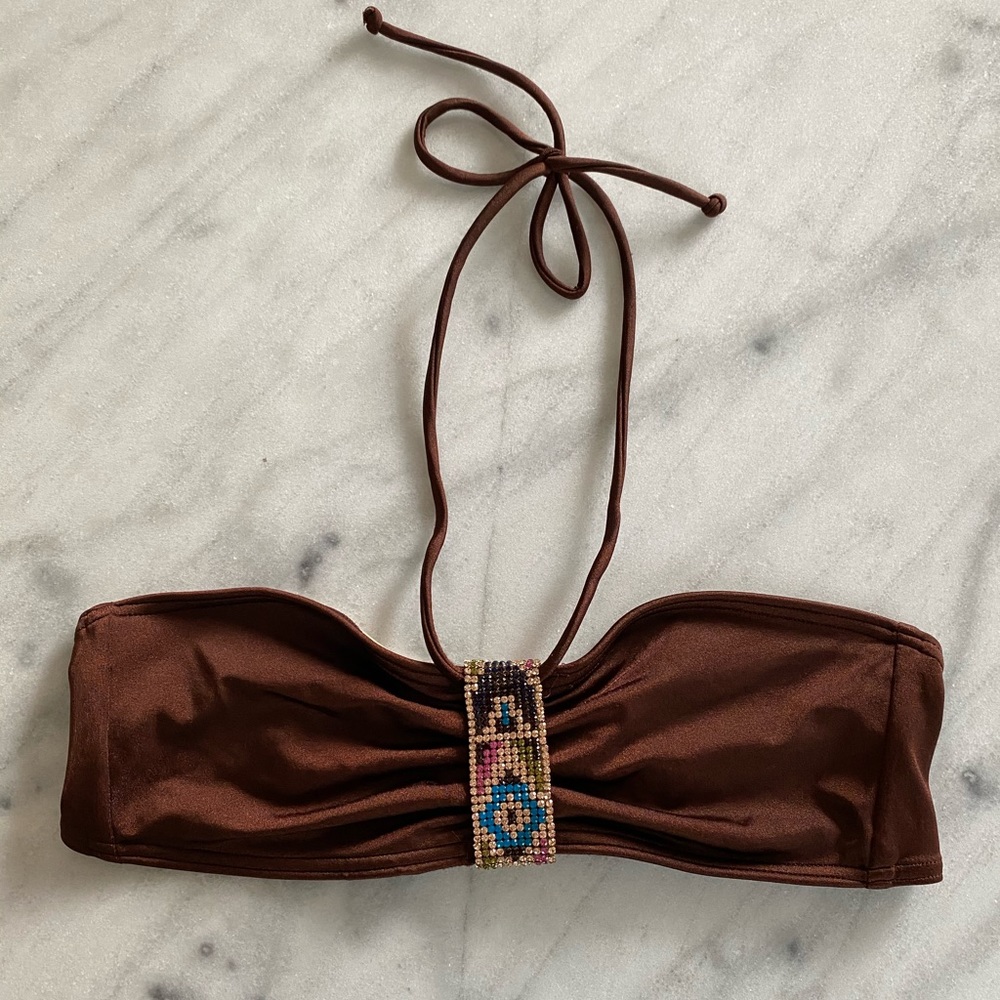 Victoria’s Secret brown bikini bandeau halter top